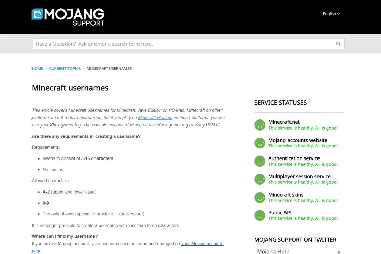 Can I contact    Mojangsupport service  to help change my username?